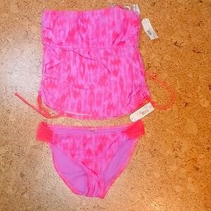 Tankini Two Piece in Pink & Purple, Size L NWT